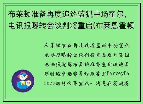 布莱顿准备再度追逐蓝狐中场霍尔，电讯报曝转会谈判将重启(布莱恩霍顿)