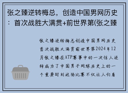 张之臻逆转梅总，创造中国男网历史：首次战胜大满贯+前世界第(张之臻网球视频)