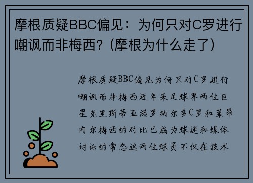 摩根质疑BBC偏见：为何只对C罗进行嘲讽而非梅西？(摩根为什么走了)