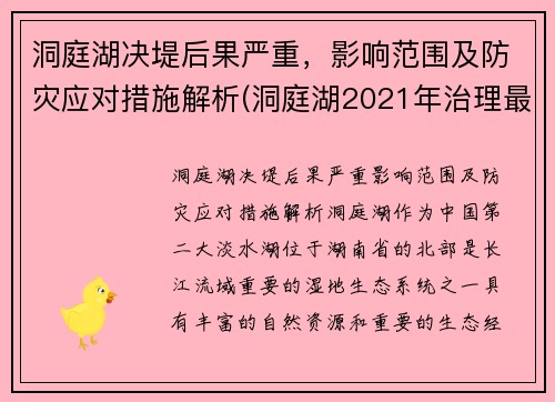 洞庭湖决堤后果严重，影响范围及防灾应对措施解析(洞庭湖2021年治理最新消息)