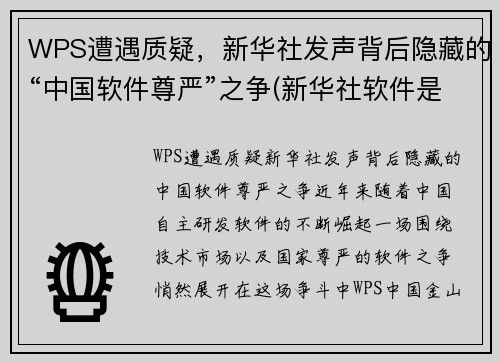 WPS遭遇质疑，新华社发声背后隐藏的“中国软件尊严”之争(新华社软件是干什么的)